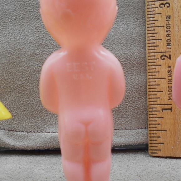 Vintage Celluloid Carnival Prize Toy Doll Lot: Girl in Yellow Dress & 2 Babies - Picture 8 of 9